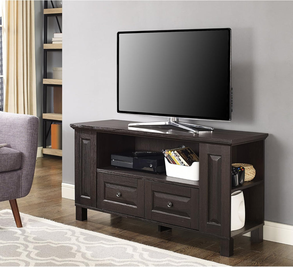 44 Inch Espresso Brown Wood TV Stand with Storage Cabinet N226
