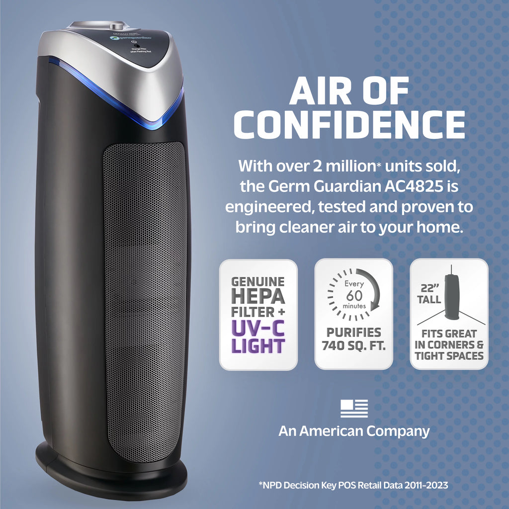 Tower Air Purifier with True HEPA Filter and UV-C Sanitizer, 2-Pack V195261