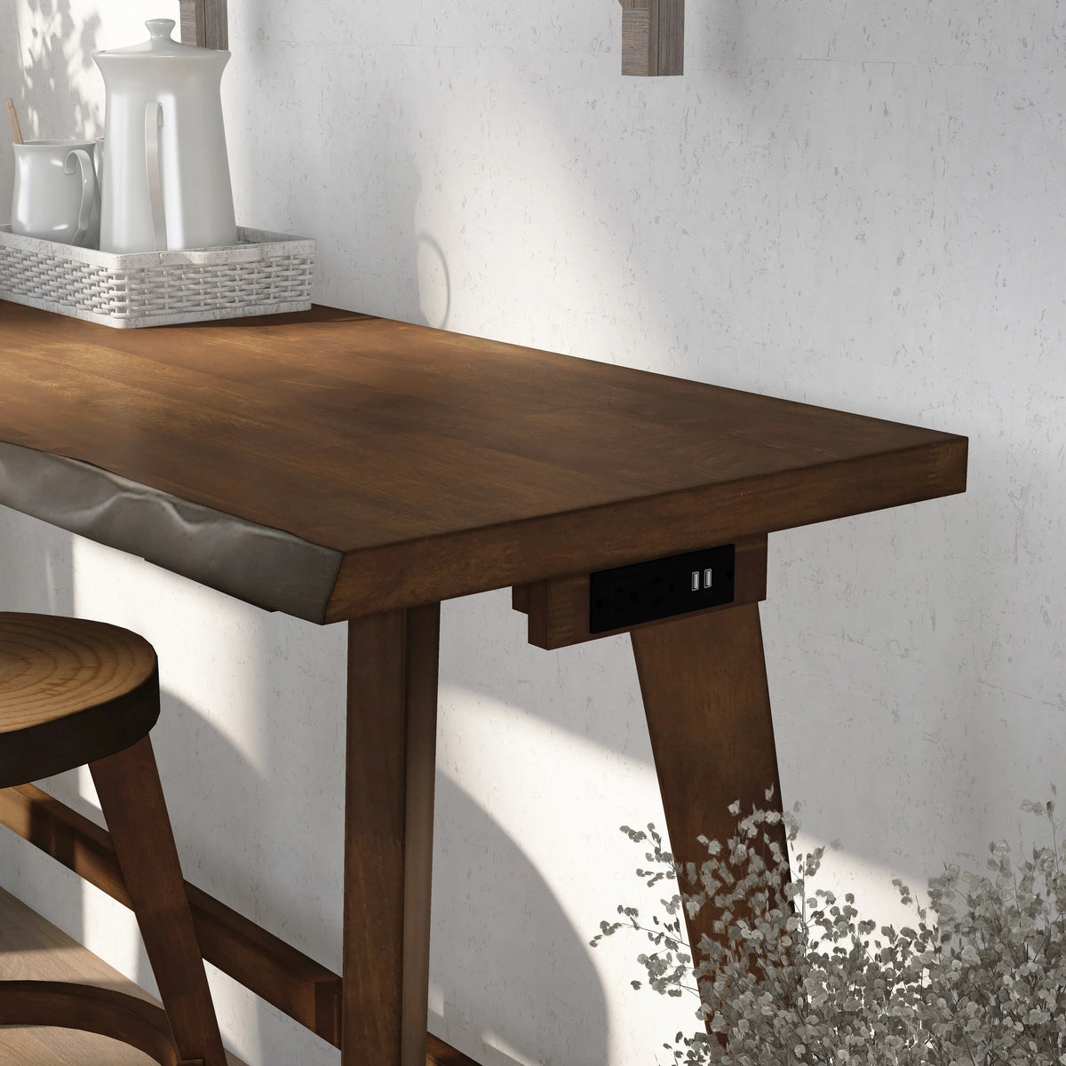 Walnut Wood 4-Piece Counter Height Table Set H83718