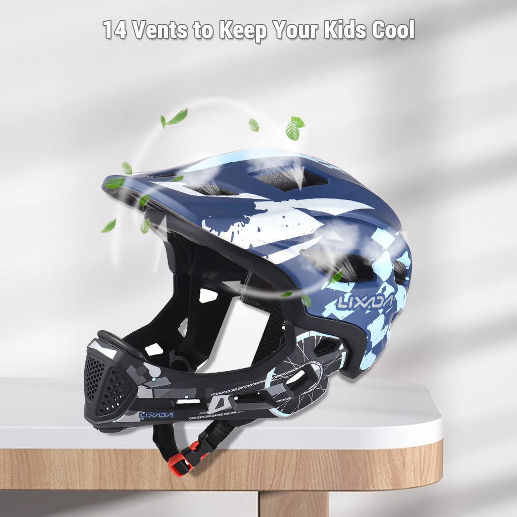 Blue Adjustable Full Face Kids Bike Helmet X767748
