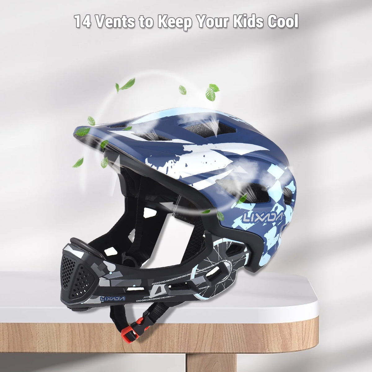 Blue Adjustable Full Face Kids Bike Helmet X767748