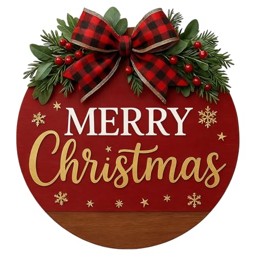 Christmas Wreath Hanging Sign with Bow Q4927