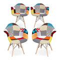 Cotton and Wood Armchairs Set of 4 N148