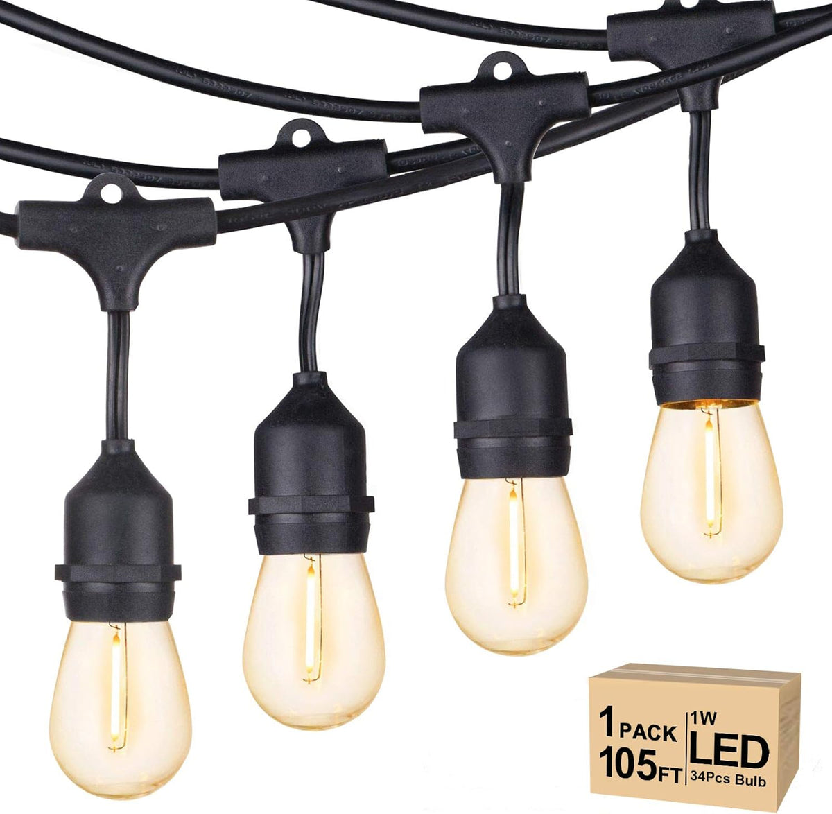 105FT Warm White S14 Shatterproof Outdoor String Lights J4097