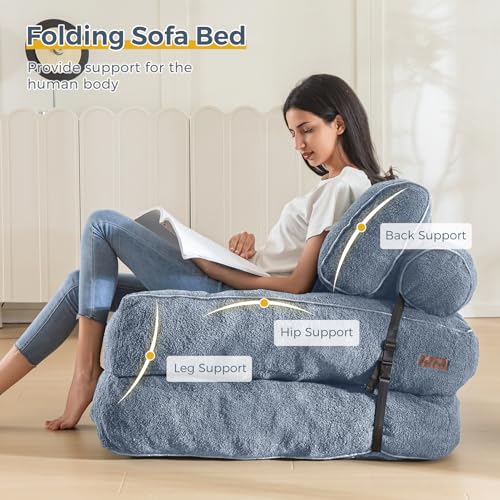 Beige Folding Sofa Bed with Pillow F820658