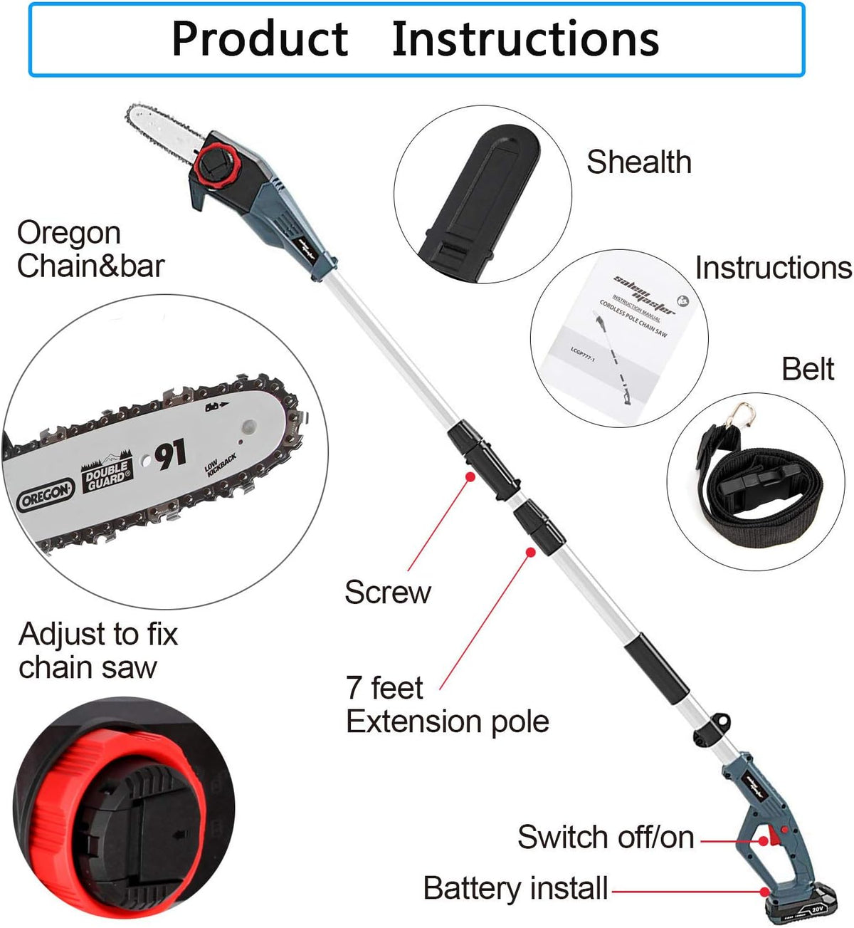 8-Inch Electric Telescopic Pole Chain Saw I737
