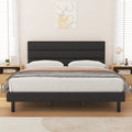 King Size Platform Bed with Wingback Fabric Upholstered Headboard Y76739