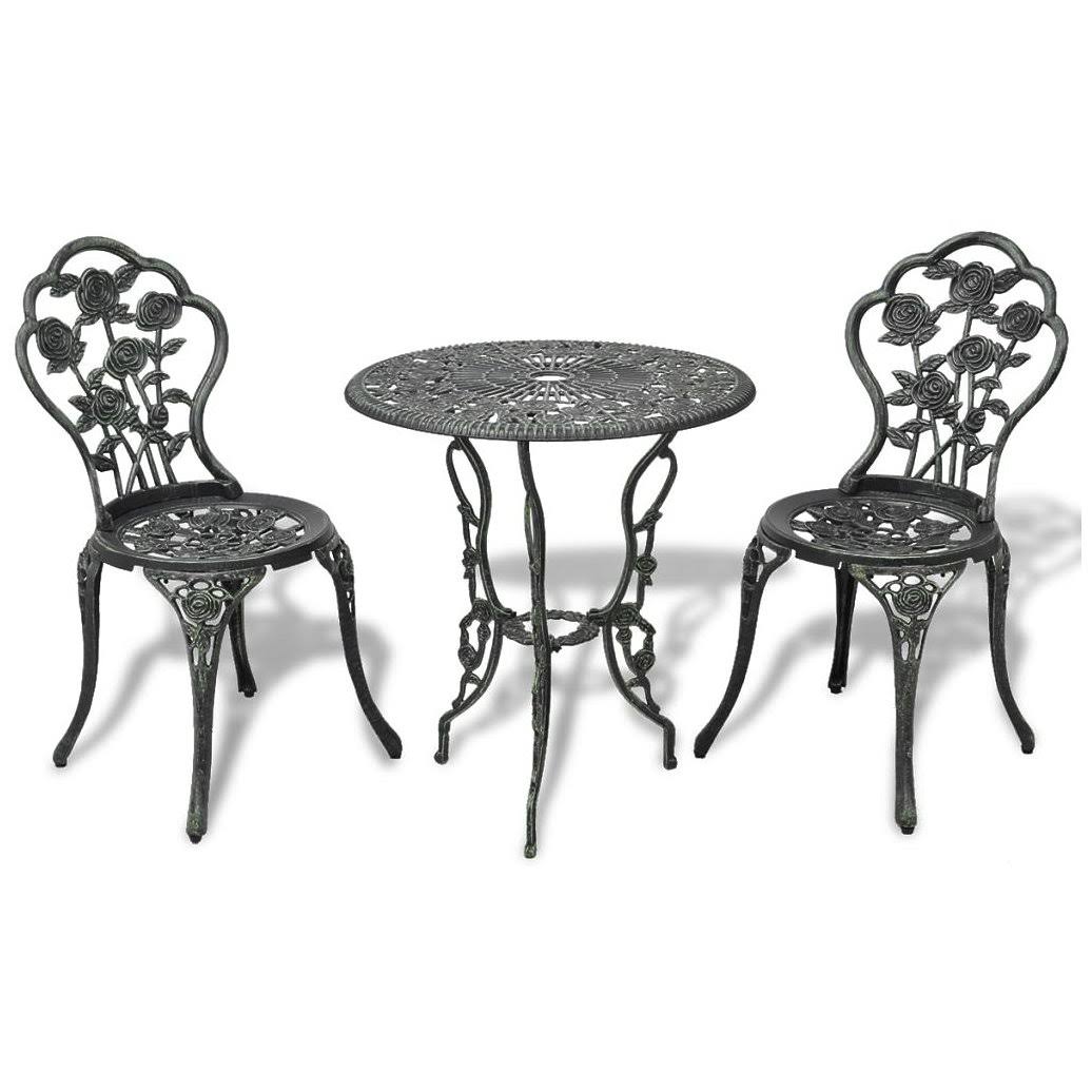 Green Cast Aluminum Three Piece Bistro Set P299