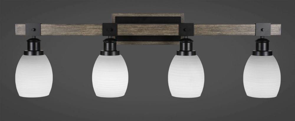 4 Light Bath Bar Matte Black Painted Distressed Wood F489650