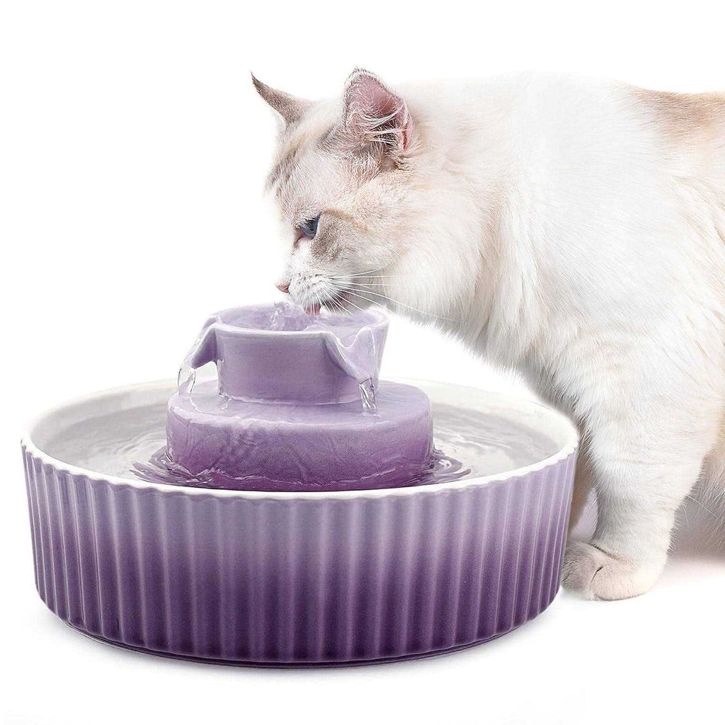 Ceramic Cat Water Fountain, 2.1 L Drinking Fountain Bowl D630