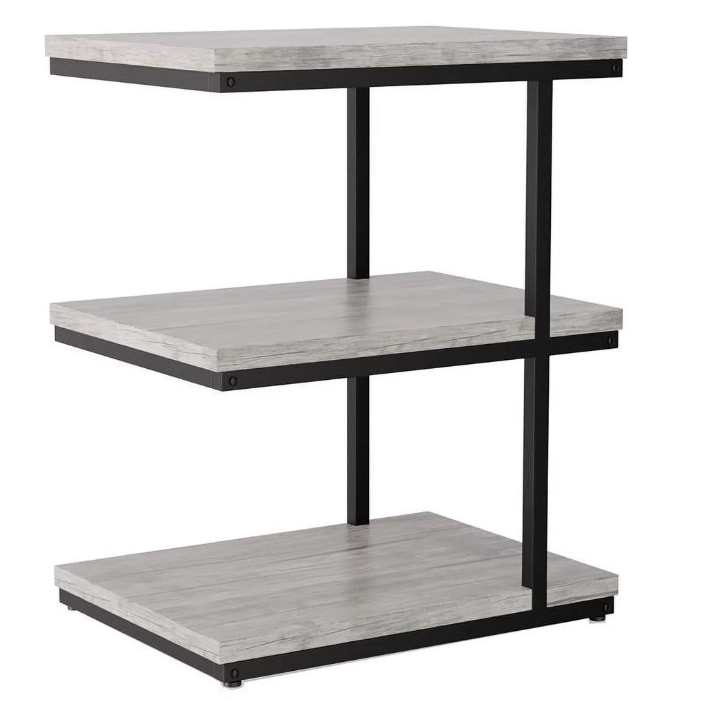 Light Gray 3-Shelf Metal Side Table Set of 2 E2812