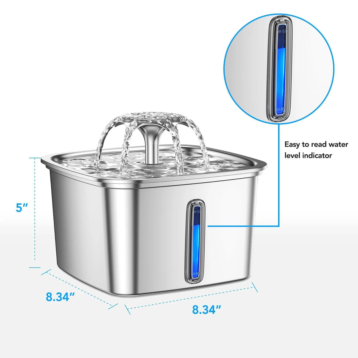 95oz/2.8L Stainless Steel Pet Fountain B462