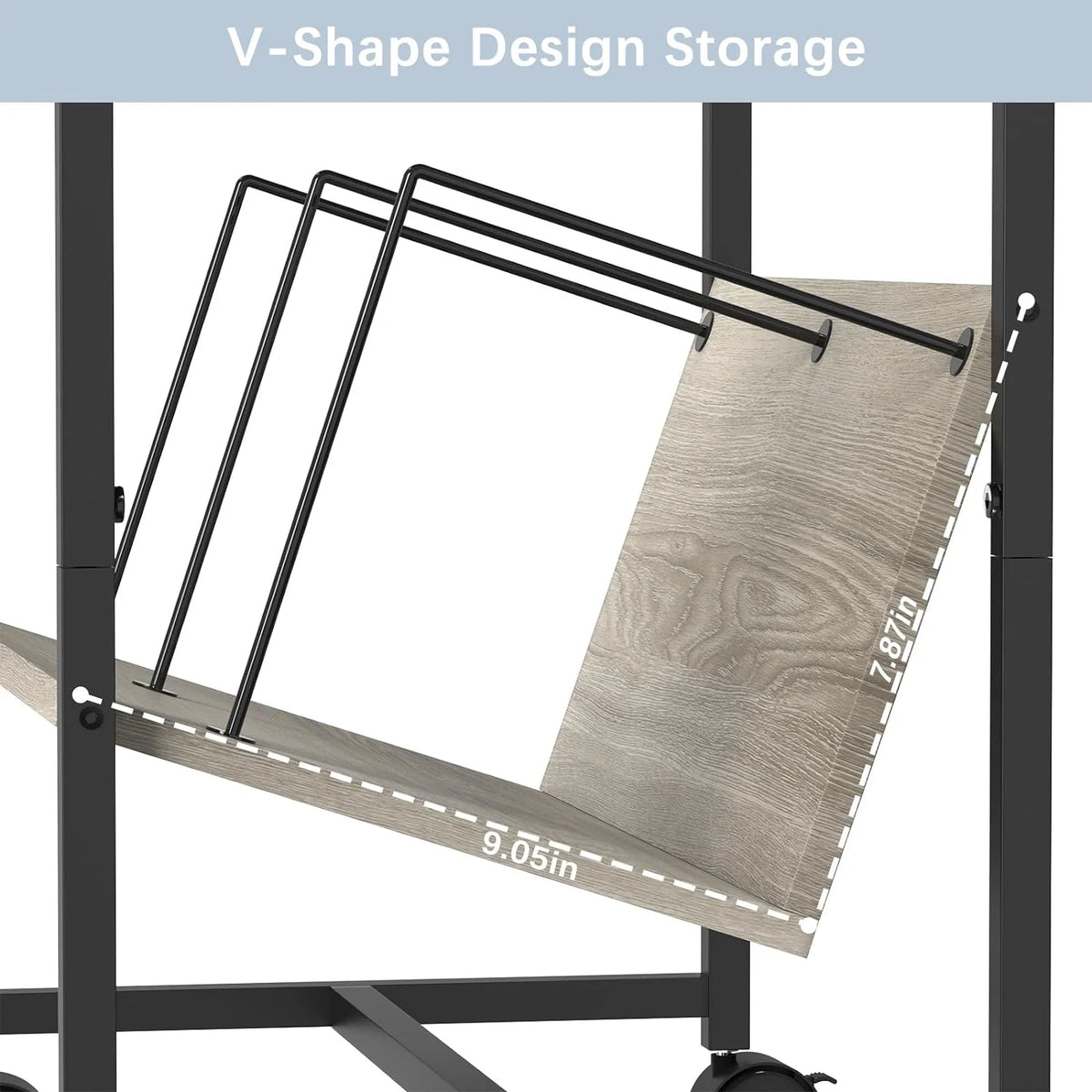 2-Tier End Table with Charging Station and Vinyl Storage Shelf C756