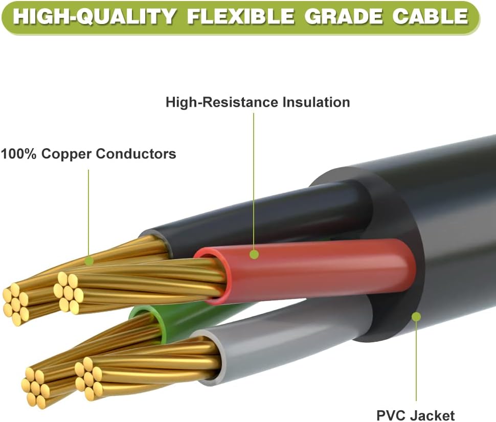 4 Prong 30 Amp Generator Extension Cord, NEMA L14-30P/L14-30R, 10 Gauge SJTW, 50FT X733