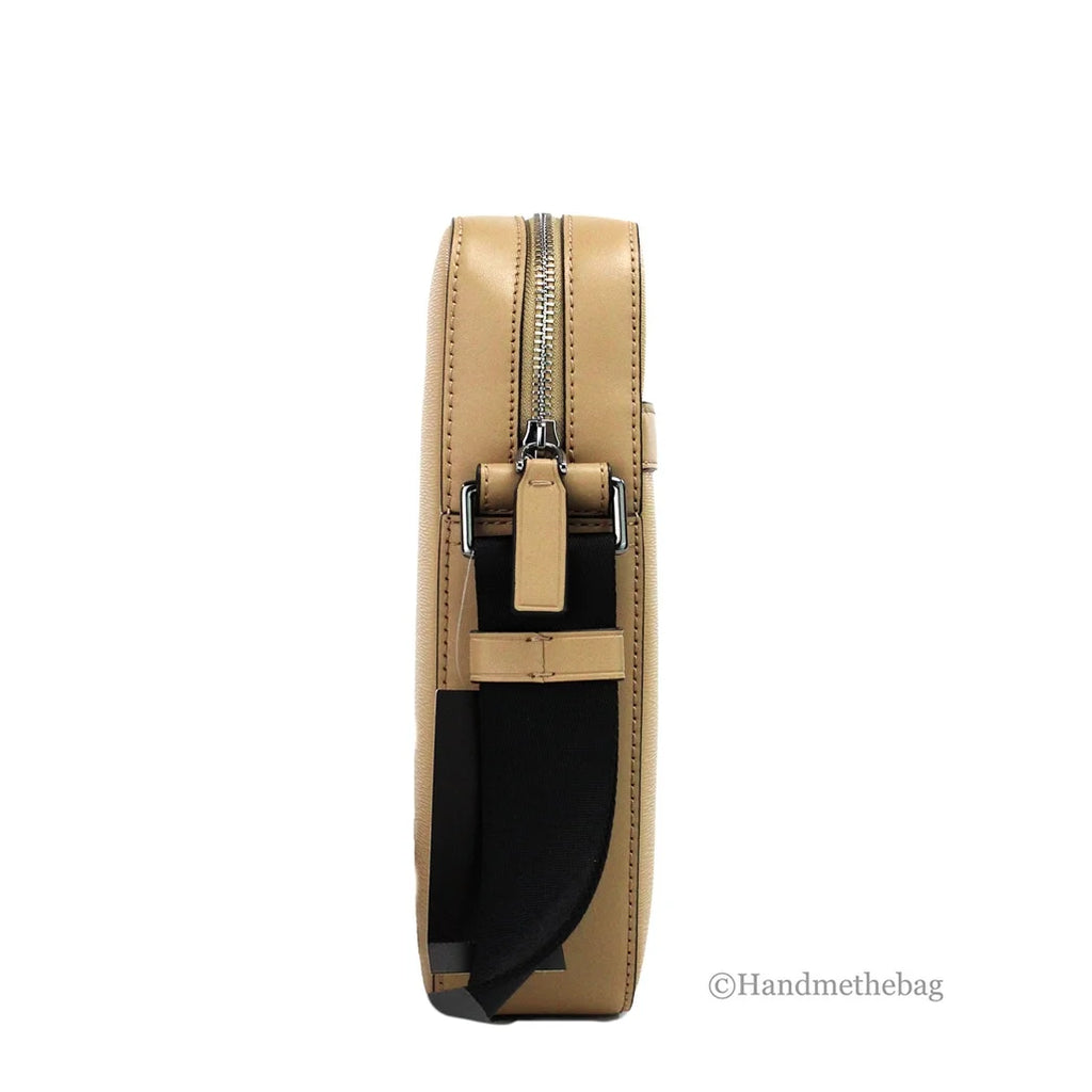 Camel Crossgrain Leather Crossbody Bag D22785
