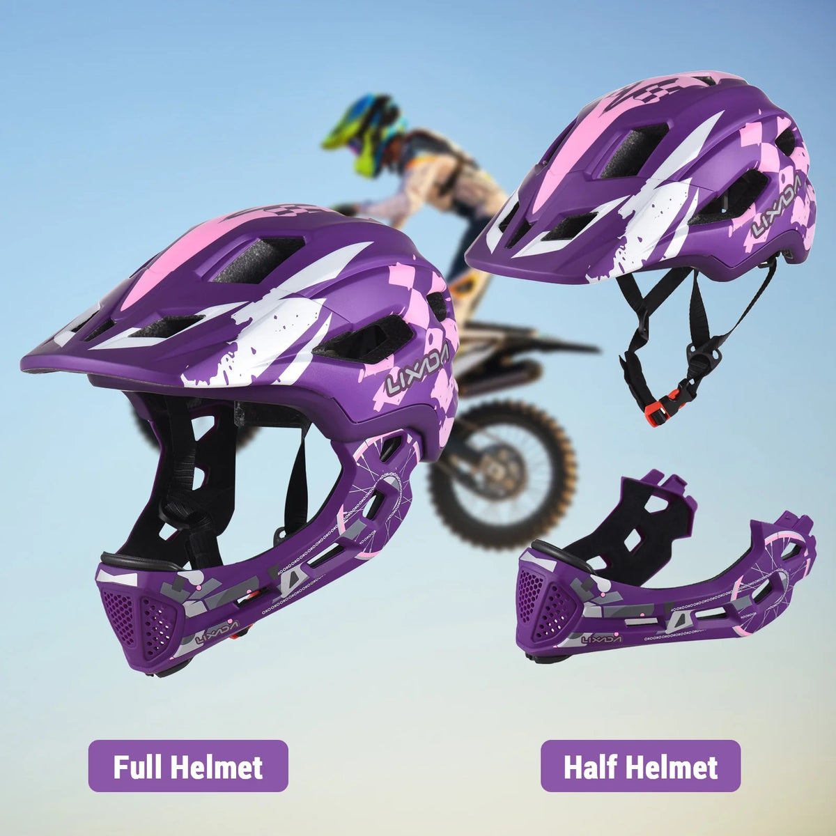 Blue Adjustable Full Face Kids Bike Helmet X767748