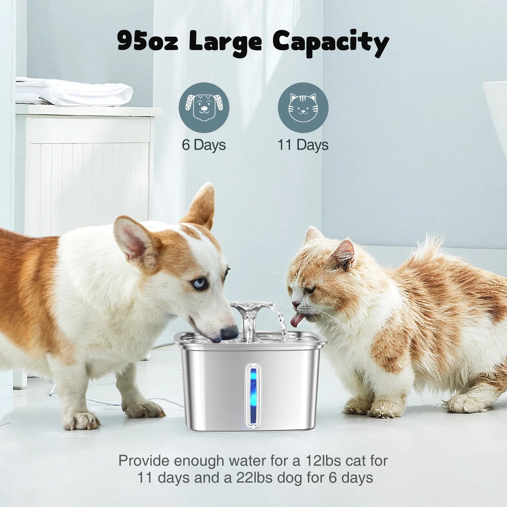 95oz/2.8L Stainless Steel Pet Fountain B462
