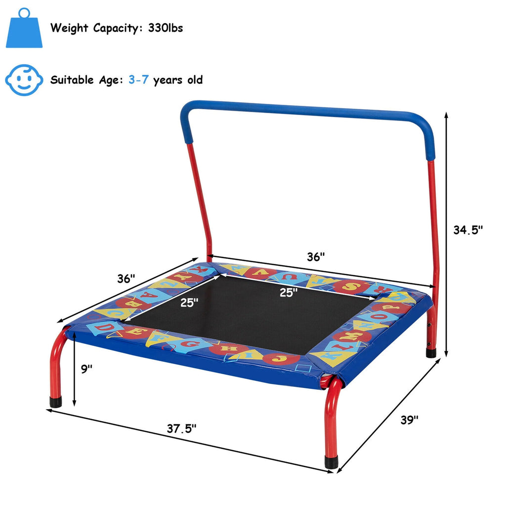 36'' Kids Square Trampoline with Foam Handrail P37783