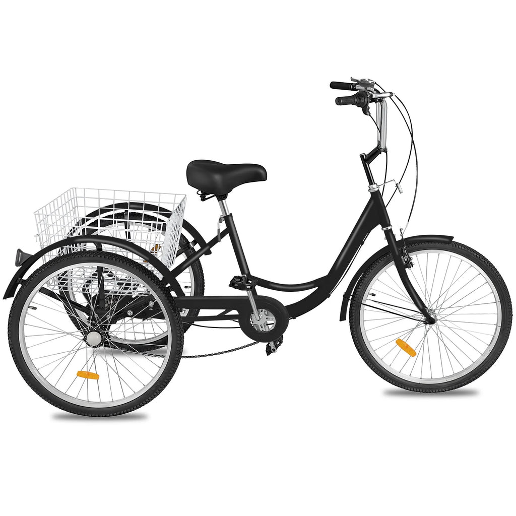 24 1-Speed 3 Wheel Adult Tricycle with Basket Y53424