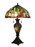 3-Light Metal & Art Glass Table Lamp J69038
