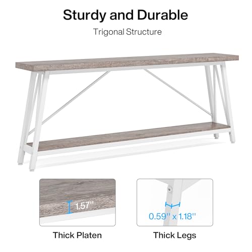 White Industrial Console Sofa Table L9740