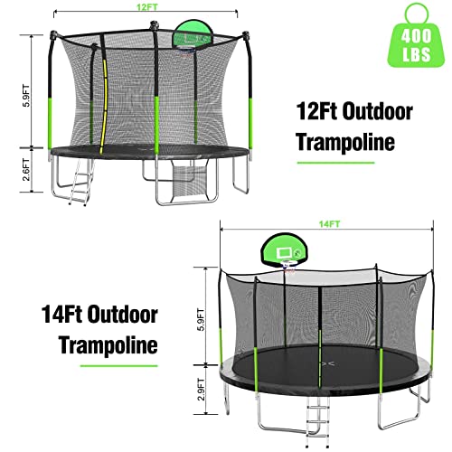 8FT 10FT 12FT 14FT 15FT Trampoline with Enclosure Net U671496