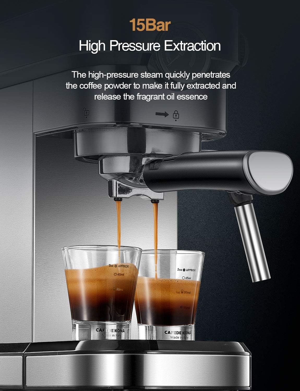 15 Bar Espresso Machine with Milk Frother L916