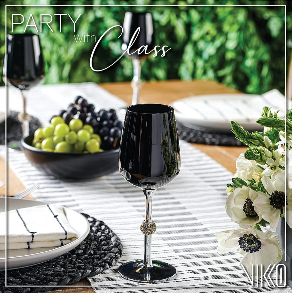 Black Silver Wine Glasses Set Of Twelve K787