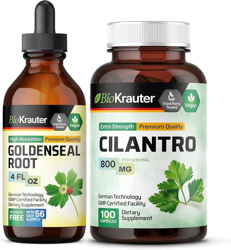 Goldenseal Tincture 4 Fl. Oz. & Cilantro 100 Capsules A39771