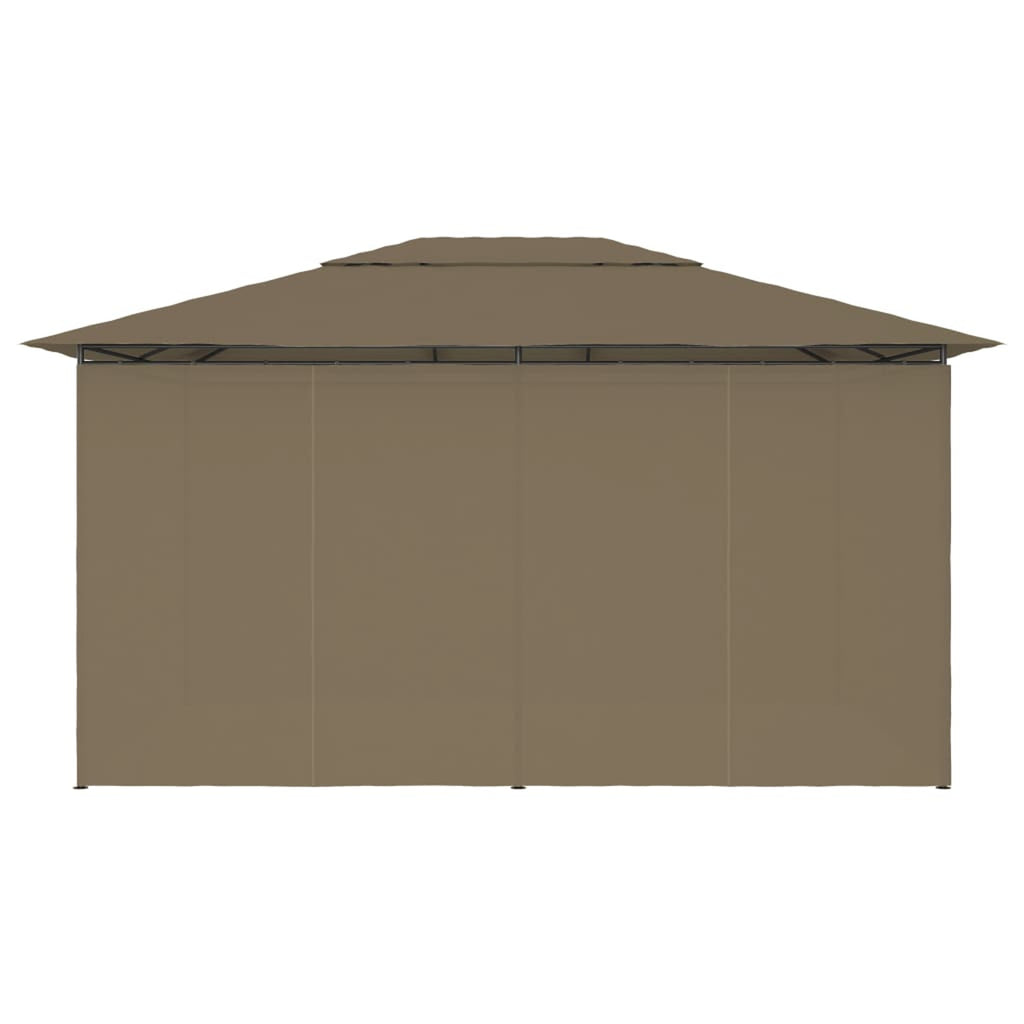 Taupe Outdoor Gazebo Canopy with Curtain Fabric Roof H5859