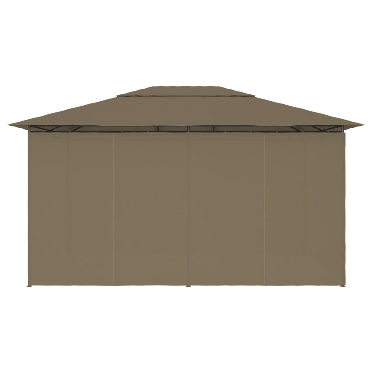 Taupe Outdoor Gazebo Canopy with Curtain Fabric Roof H5859
