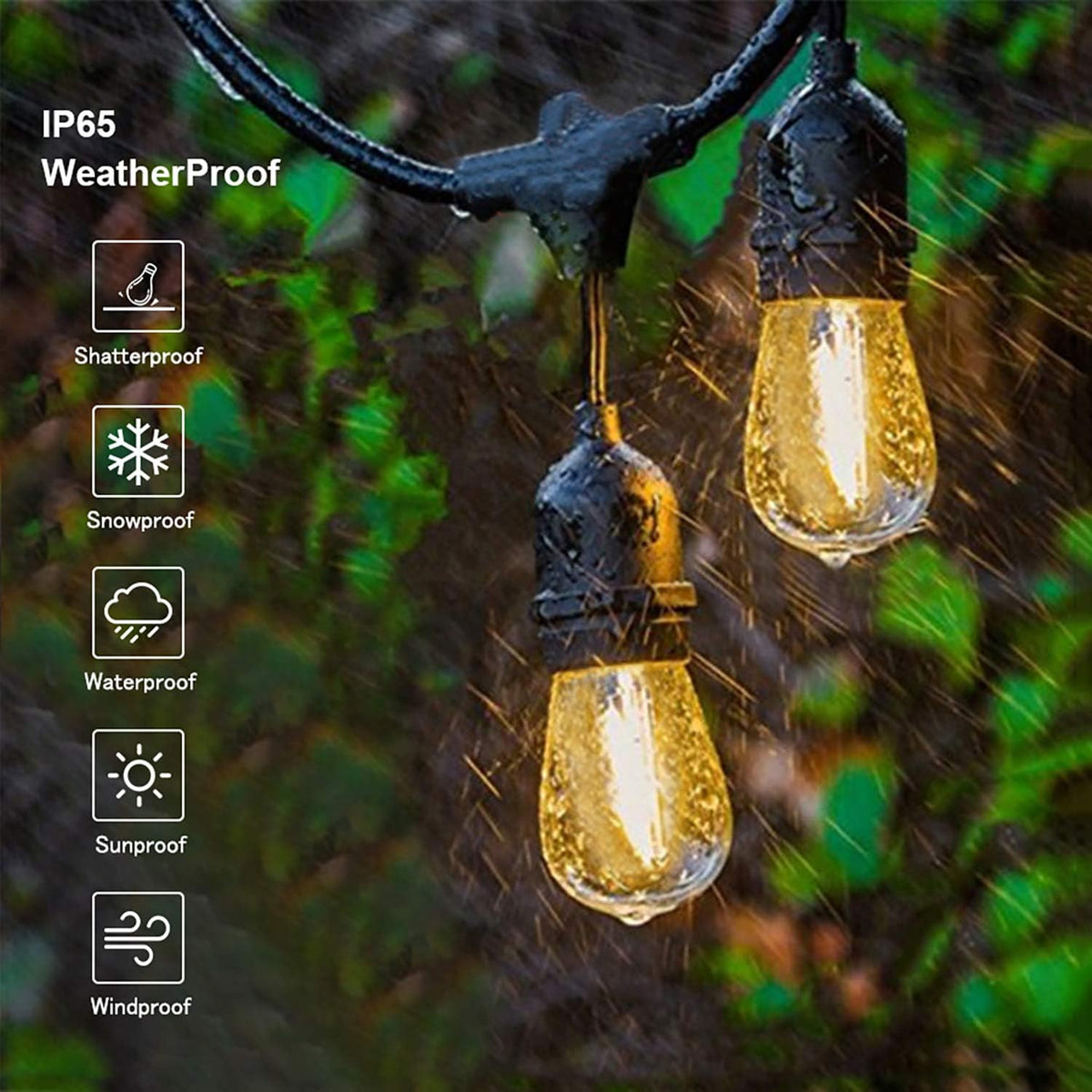 105FT Warm White S14 Shatterproof Outdoor String Lights J4097