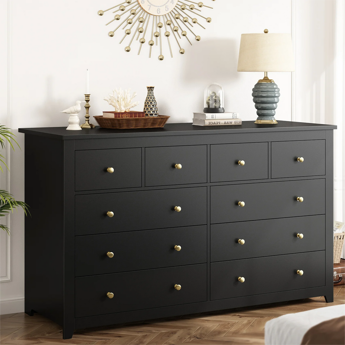 White 10 Drawer Wood Dresser F92013