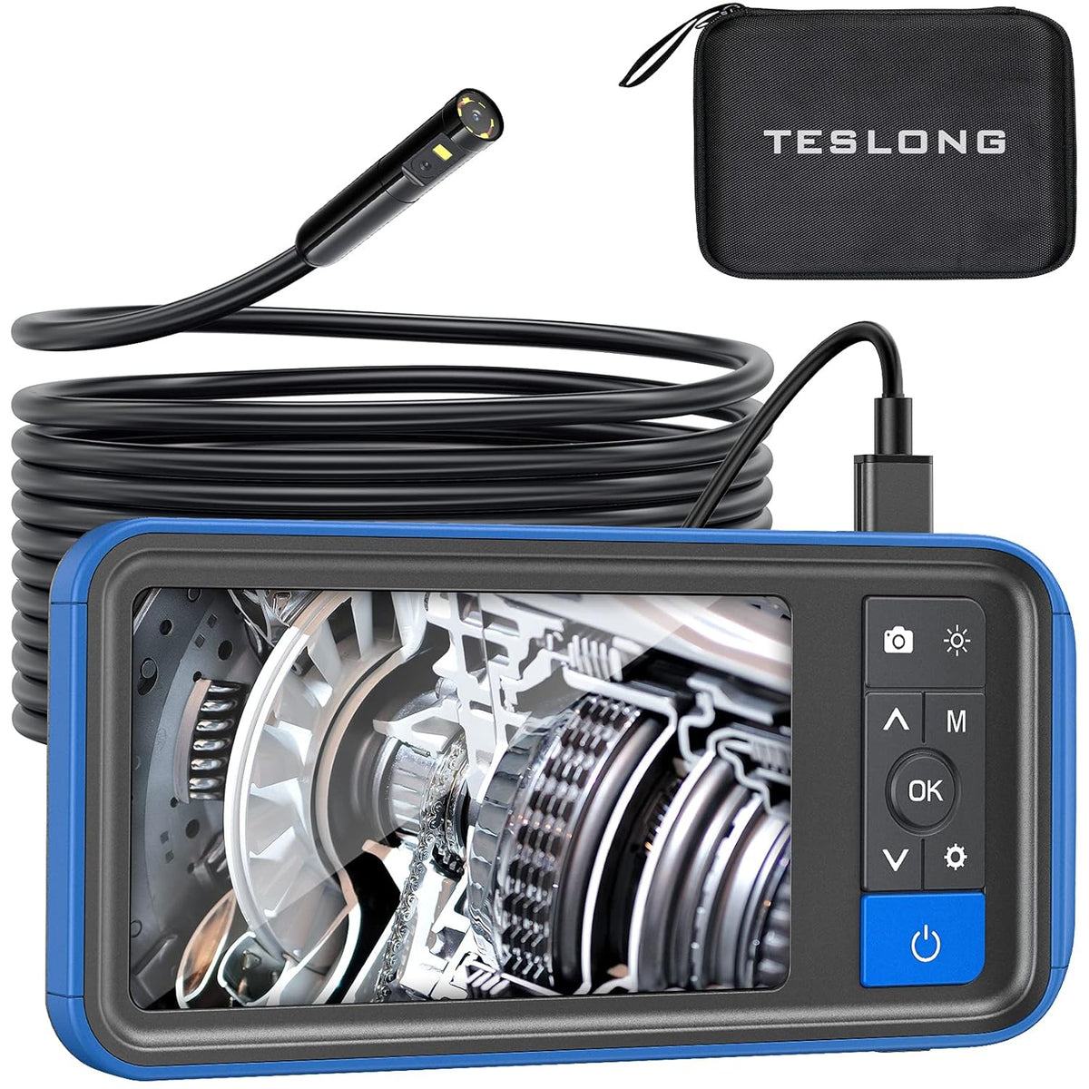 Dual Lens Endoscope Borescope 4.5 HD Inspection Camera with Light 16.5ft I1675