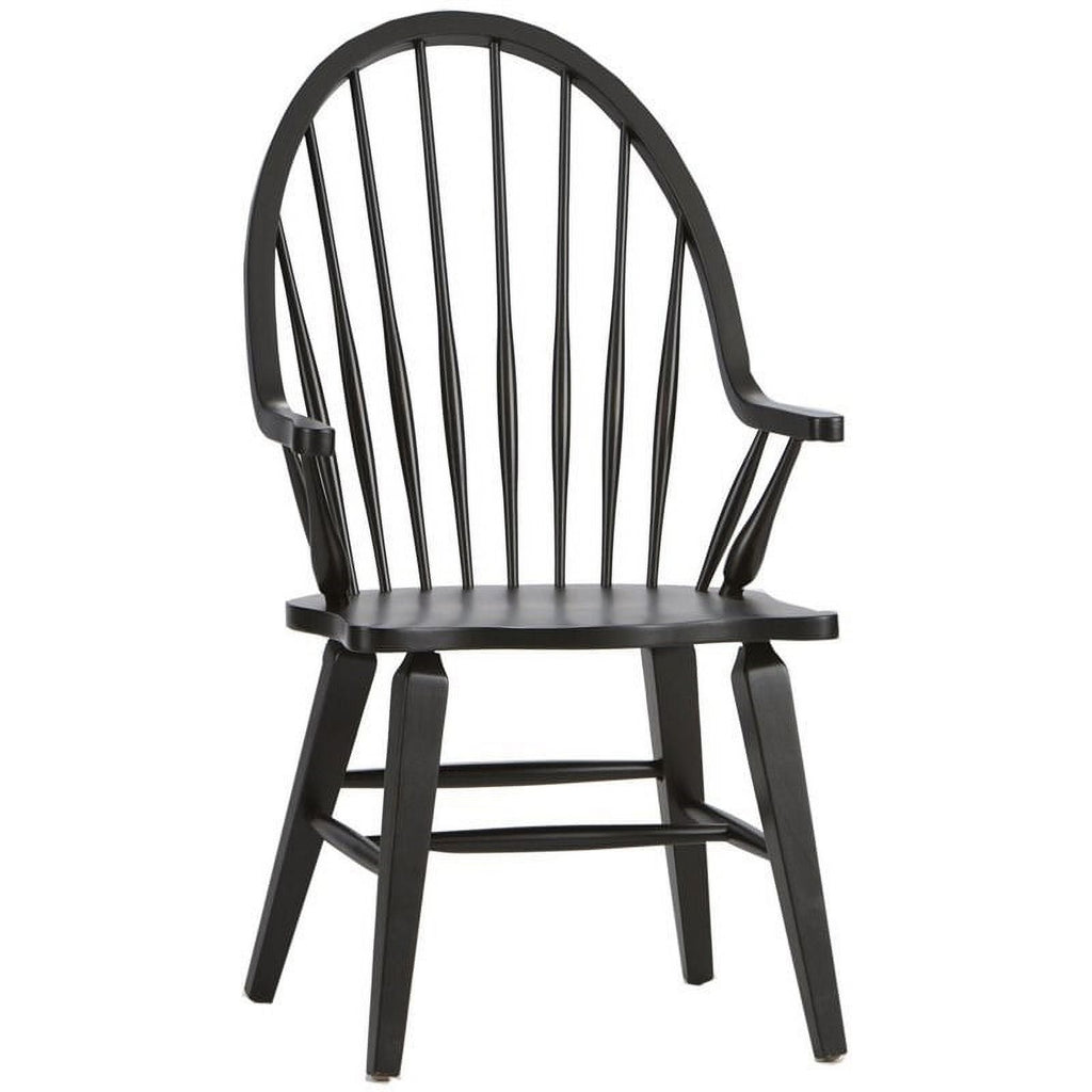 2 Piece Black Wood Dining Arm Chair Set F27830