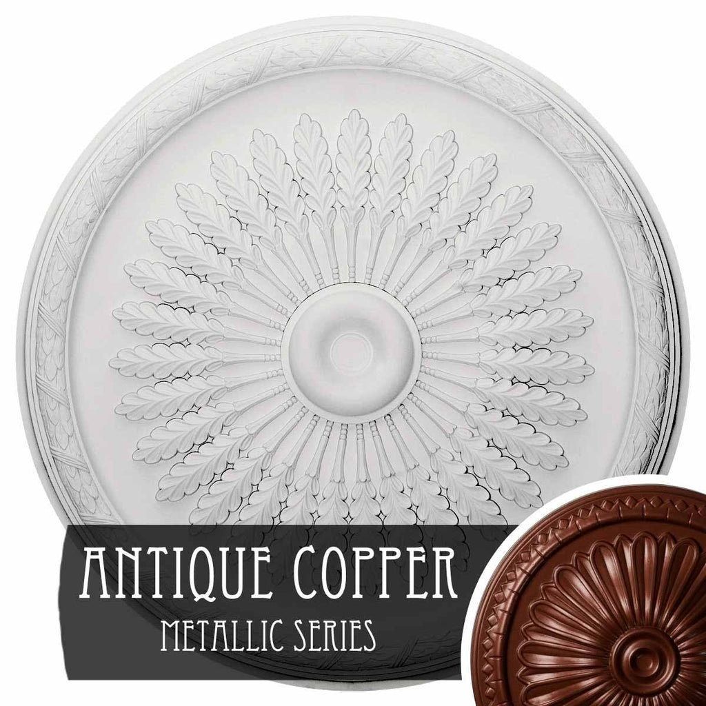 36x22OD x 1 1/2x22P Ceiling Medallion, Hand-Painted Pot of Cream Crackle F451