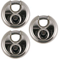 Stainless Steel 70mm Round Padlock Keyed Alike 3 Pack Y871