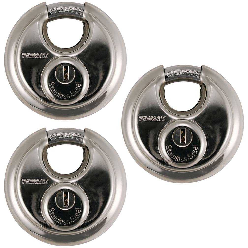 Stainless Steel 70mm Round Padlock Keyed Alike 3 Pack Y871