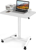 White Adjustable Rolling Laptop Desk Cart Z45169