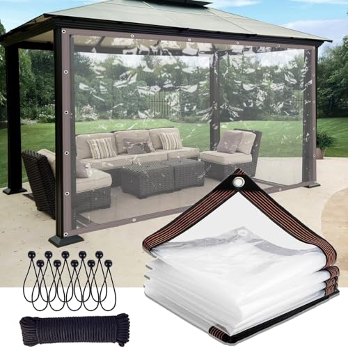 7x7 FT Clear Waterproof PVC Tarps Tarpaulin U5204
