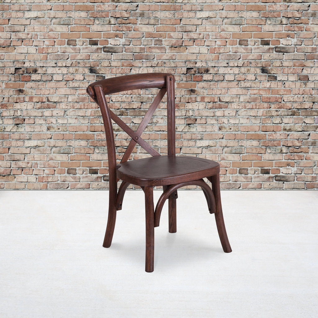 Stackable Mahogany Wood Cross Back Chair M712
