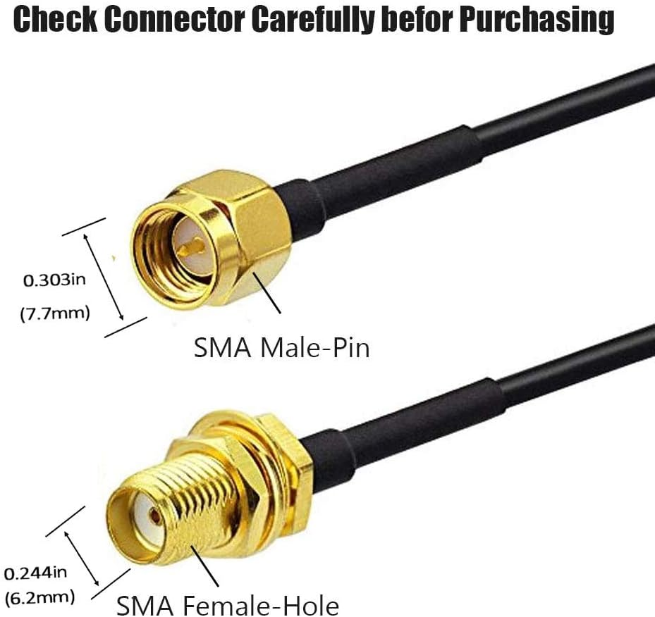 SMA Male to SMA Female RF Connector Extension Cable Pack of 2 D9570