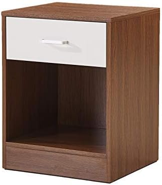 Red Oak & White Nightstand with Drawer Cabinet M3881