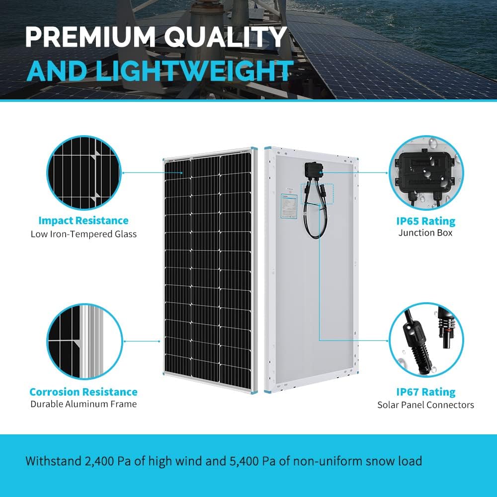 12 Volt 100 Watt Monocrystalline Solar Panel P653