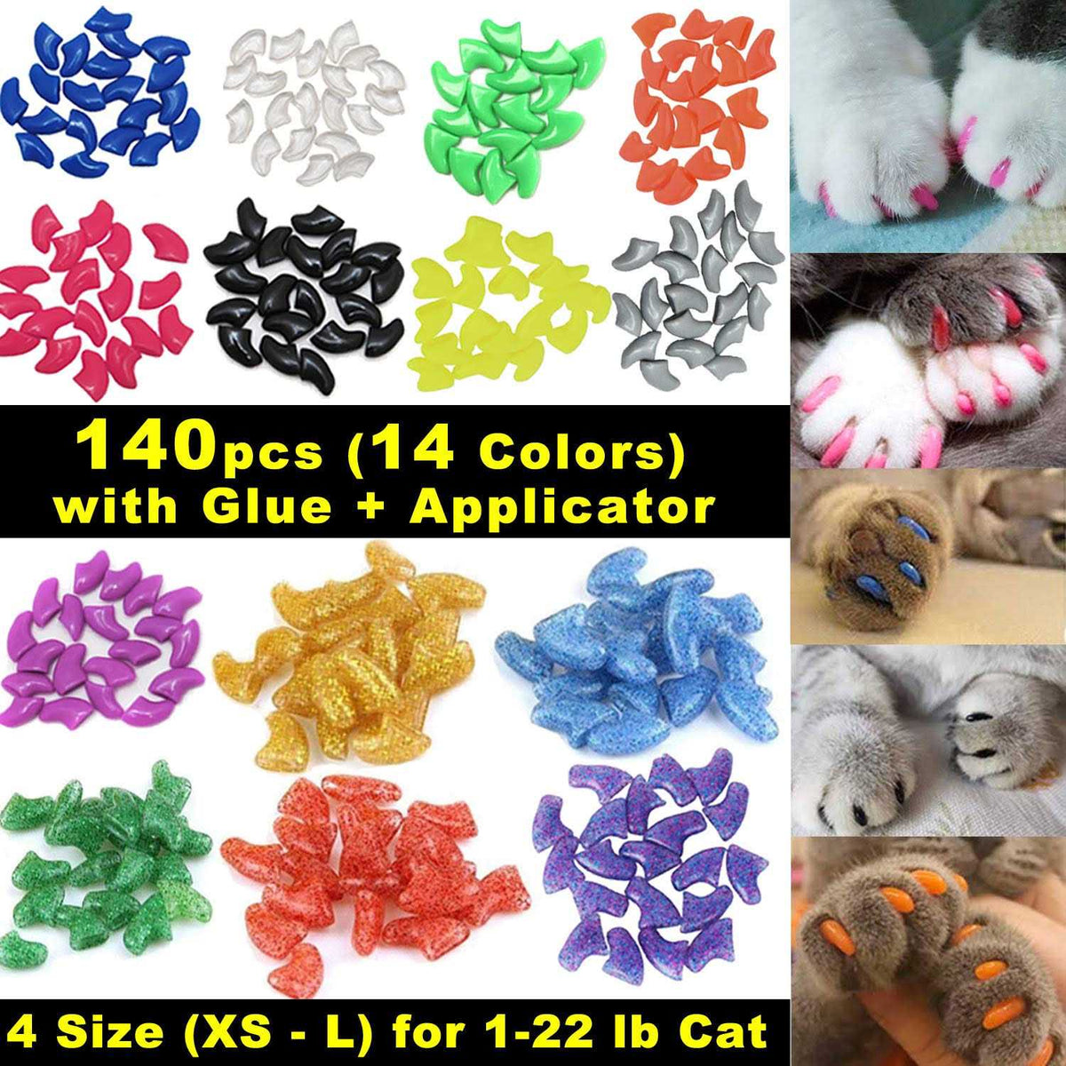 Cat Nail Caps with Glue and Applicators Medium G16704