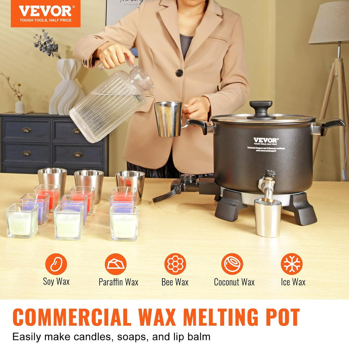 5 Liter Electric Wax Melting Pot with Temperature Control T241349
