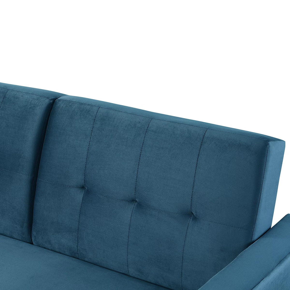 Blue Velvet Convertible Sectional Sofa J89601