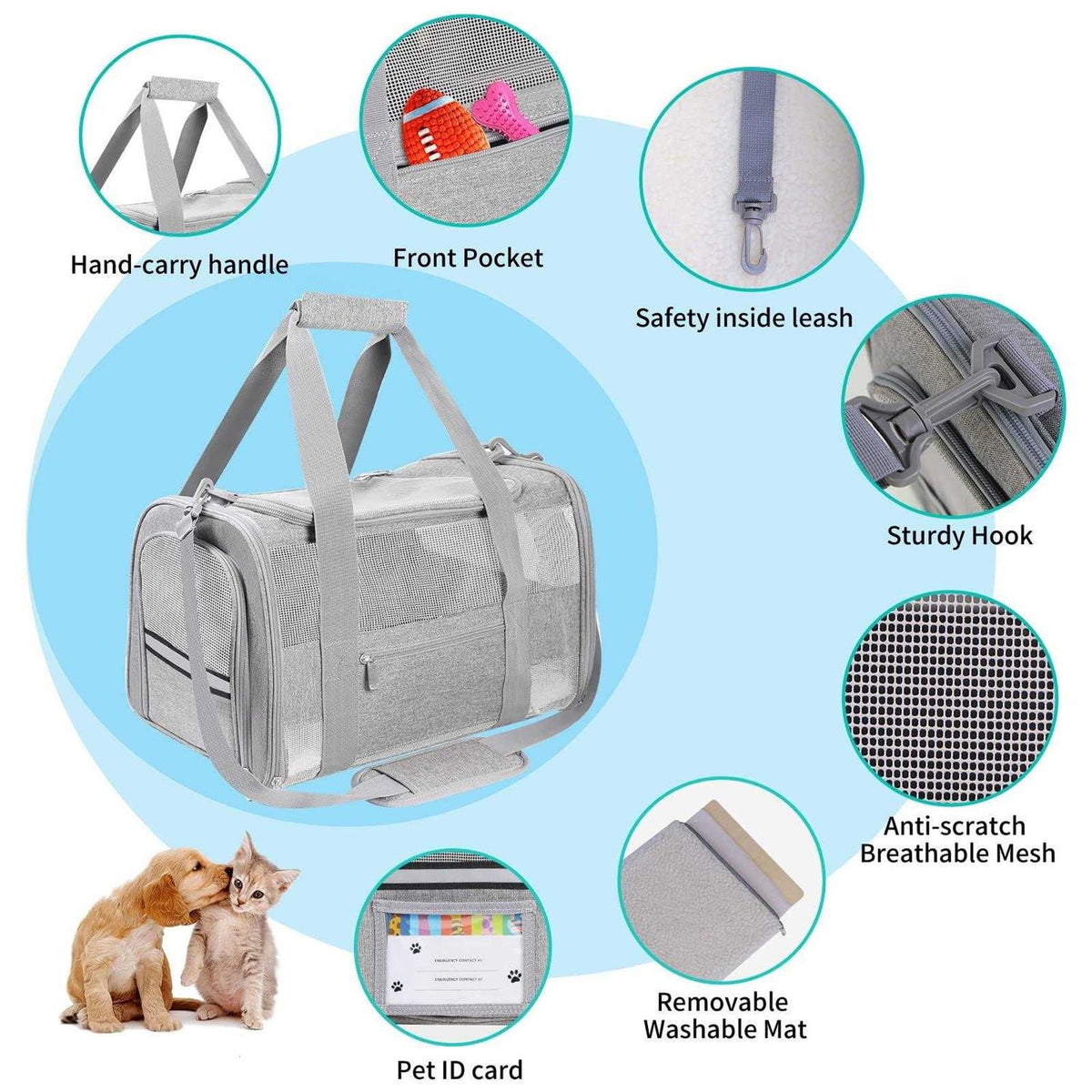Airline Approved Pet Carrier for Small Dogs Cats Under 15 Lbs Z45954