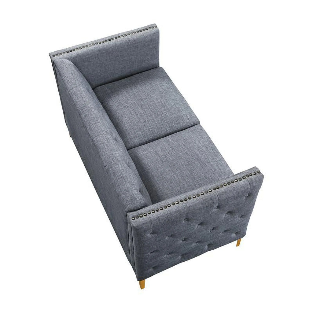Light Gray Tufted Fabric Loveseat E830773