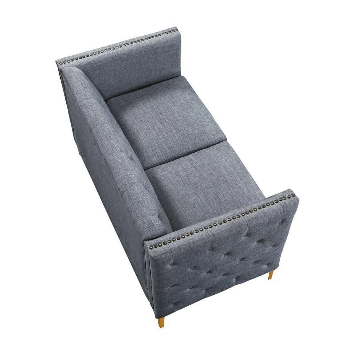 Light Gray Tufted Fabric Loveseat E830773